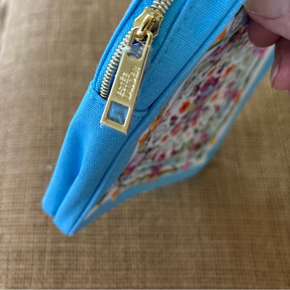 ESTEE LAUDER Makeup Cosmetic Bag Amber Locke Blue Floral Special Edition New! - Picture 4 of 5